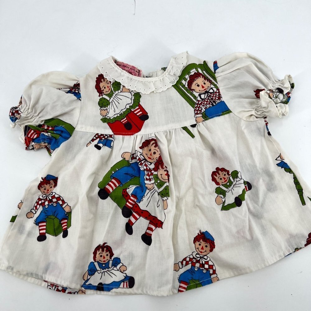 Handmade Raggedy Ann and Andy Puff Sleeve Dress or‎ Pinafore Top